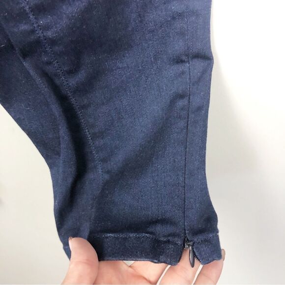 ST. JOHN | Dark Wash Side Zip Denim Jeans Zipper Ankle High Rise Women’s Size 12 - Picture 7 of 8